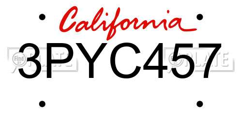 3PYC457 California License Plate