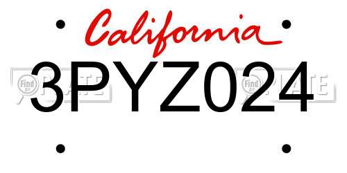 3PYZ024 California License Plate