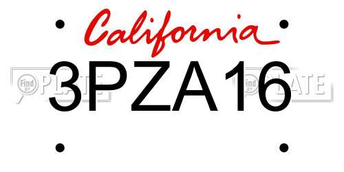 3PZA16 California License Plate