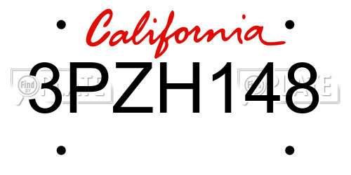 3PZH148 California License Plate