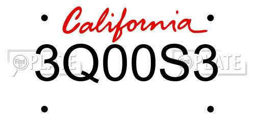 3Q00S3 California License Plate