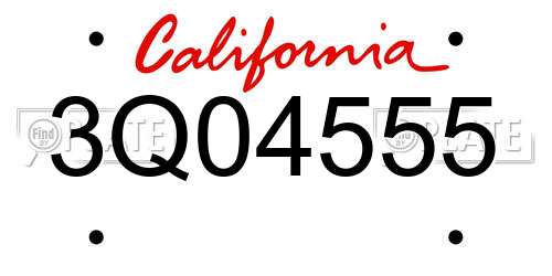 3Q04555 California License Plate