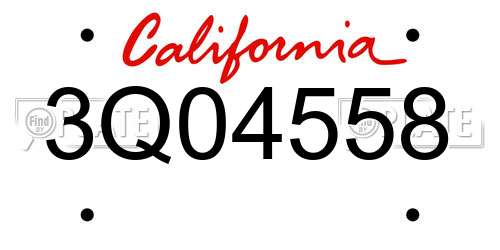 3Q04558 California License Plate