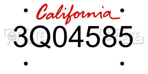 3Q04585 California License Plate