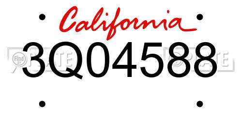 3Q04588 California License Plate