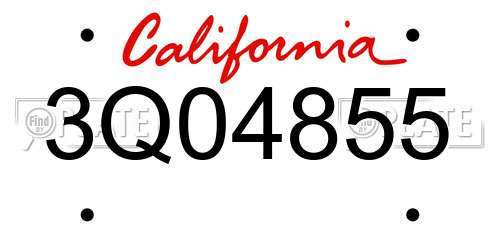 3Q04855 California License Plate