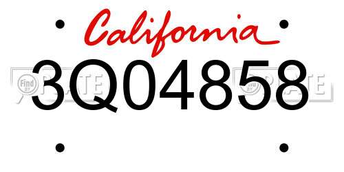3Q04858 California License Plate