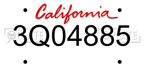 3Q04885 California License Plate