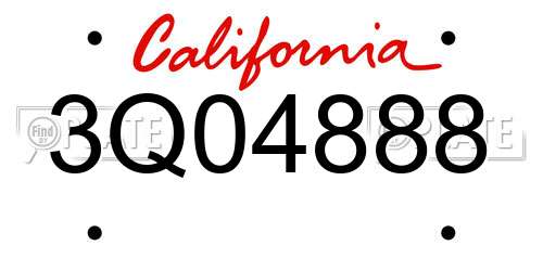 3Q04888 California License Plate