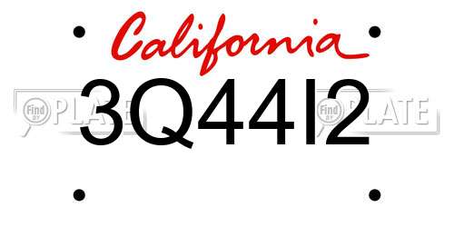 3Q44I2 California License Plate
