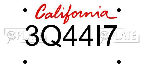 3Q44I7 California License Plate