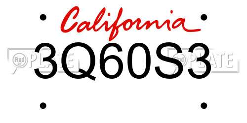 3Q60S3 California License Plate