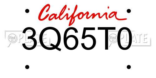 3Q65T0 California License Plate