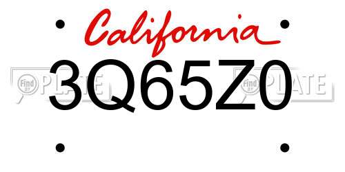 3Q65Z0 California License Plate