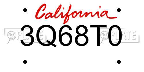 3Q68T0 California License Plate