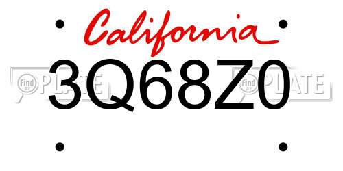 3Q68Z0 California License Plate