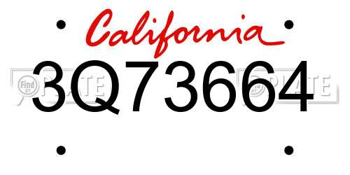 3Q73664 California License Plate