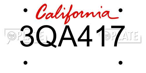 3QA417 California License Plate