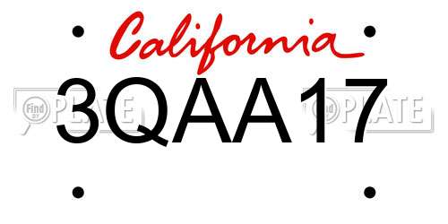 3QAA17 California License Plate