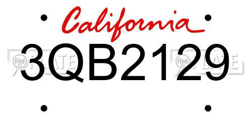 3QB2129 California License Plate
