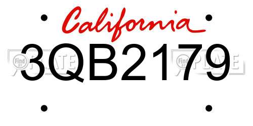 3QB2179 California License Plate