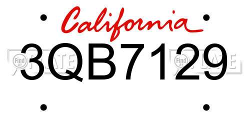 3QB7129 California License Plate