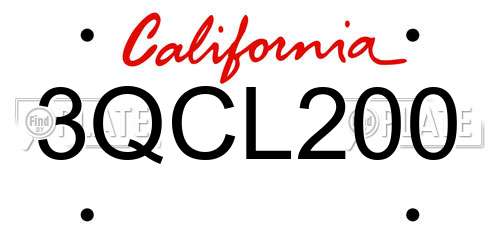 3QCL200 California License Plate