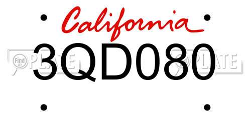 3QD080 California License Plate
