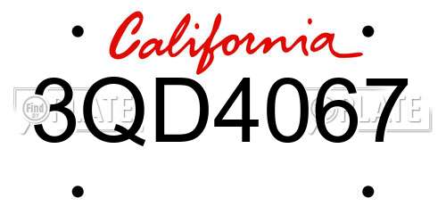 3QD4067 California License Plate