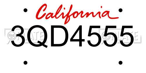 3QD4555 California License Plate
