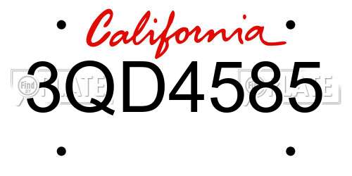 3QD4585 California License Plate