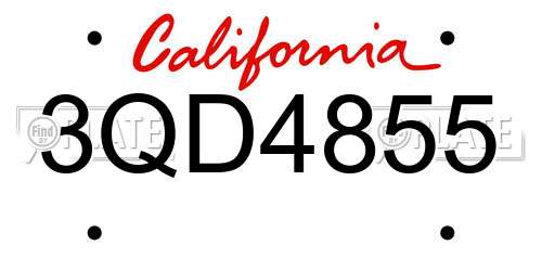 3QD4855 California License Plate