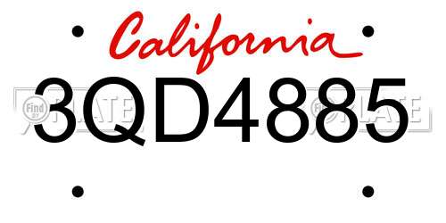 3QD4885 California License Plate