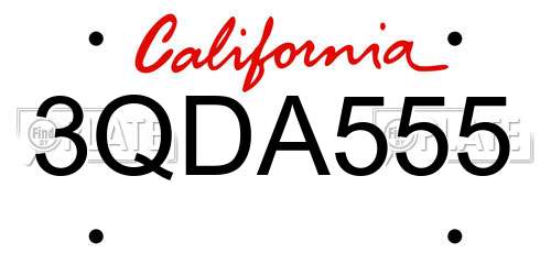 3QDA555 California License Plate
