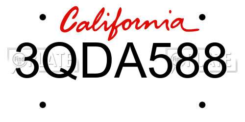 3QDA588 California License Plate