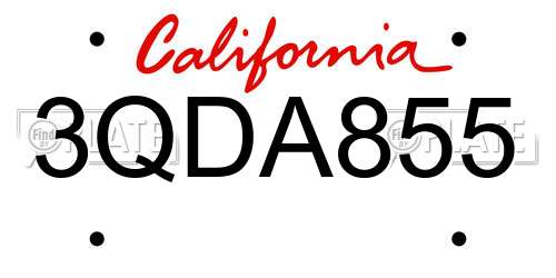 3QDA855 California License Plate