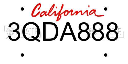 3QDA888 California License Plate