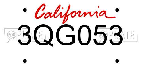 3QG053 California License Plate