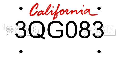 3QG083 California License Plate