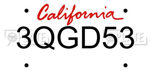 3QGD53 California License Plate