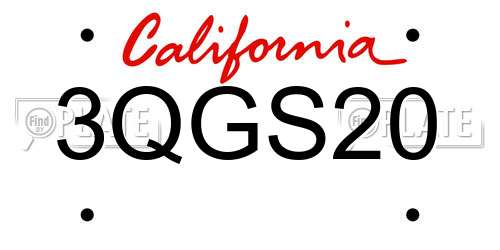 3QGS20 California License Plate