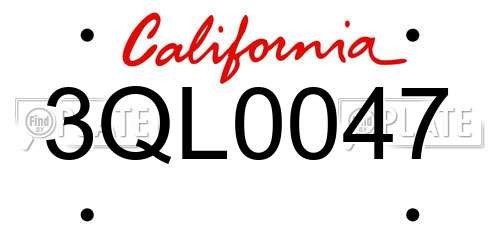 3QL0047 California License Plate
