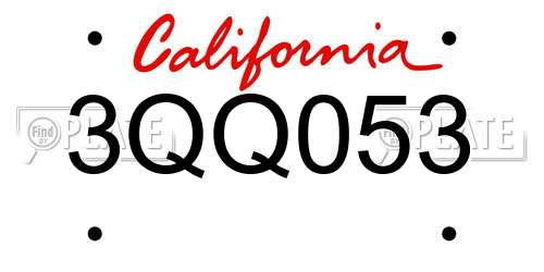 3QQ053 California License Plate