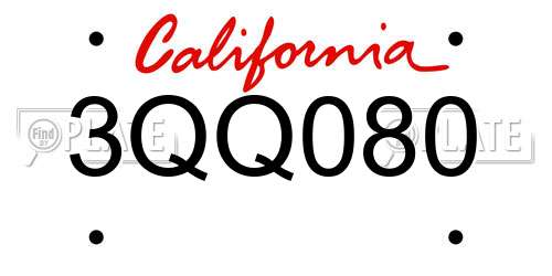 3QQ080 California License Plate