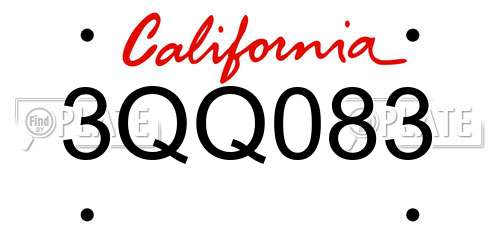 3QQ083 California License Plate