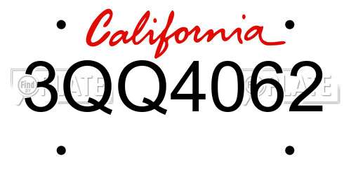 3QQ4062 California License Plate
