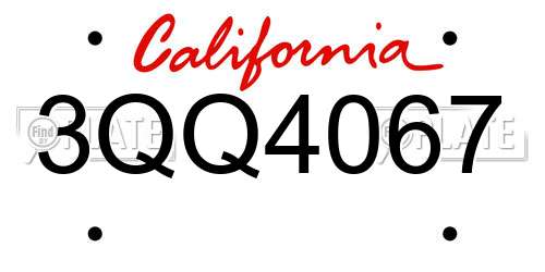 3QQ4067 California License Plate