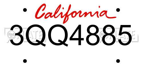 3QQ4885 California License Plate