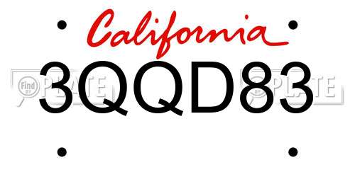 3QQD83 California License Plate