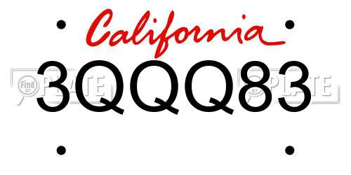 3QQQ83 California License Plate